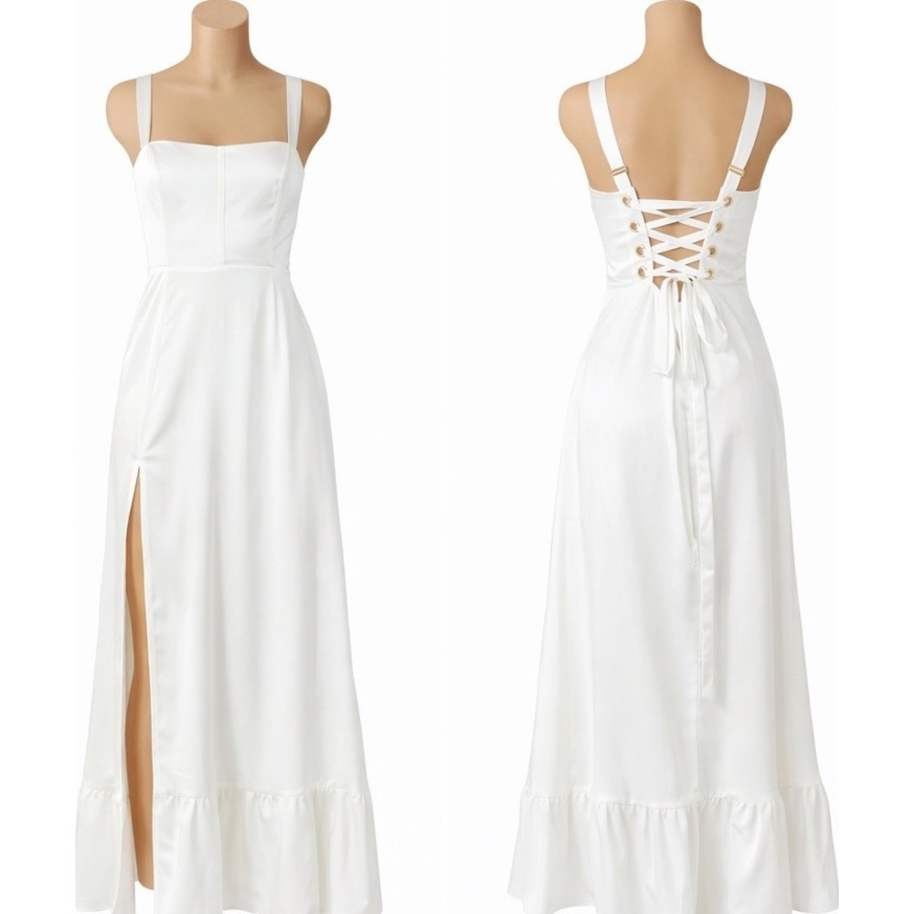 Show Me Your Mumu Clarissa Corset Dress Women Medium White Self Lined Luxe Satin - Picture 7 of 15